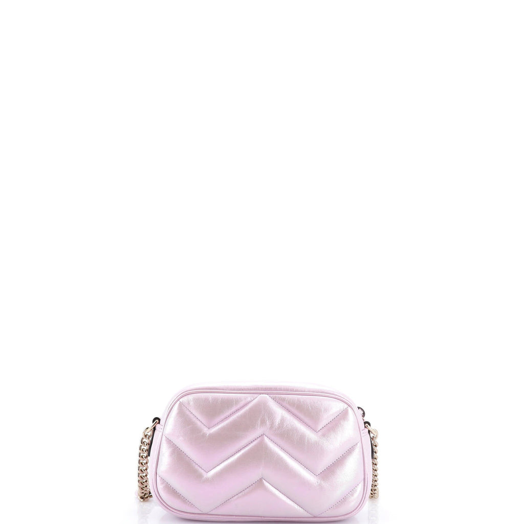 GG Marmont Shoulder Bag Chevron Iridescent Leather Small