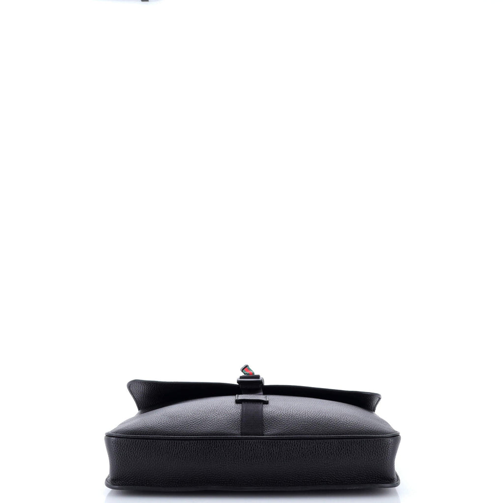Web Buckle Wristlet Briefcase Leather