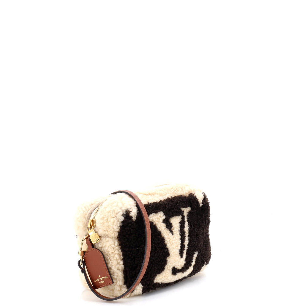 Beach Pouch Monogram Giant Teddy Fleece