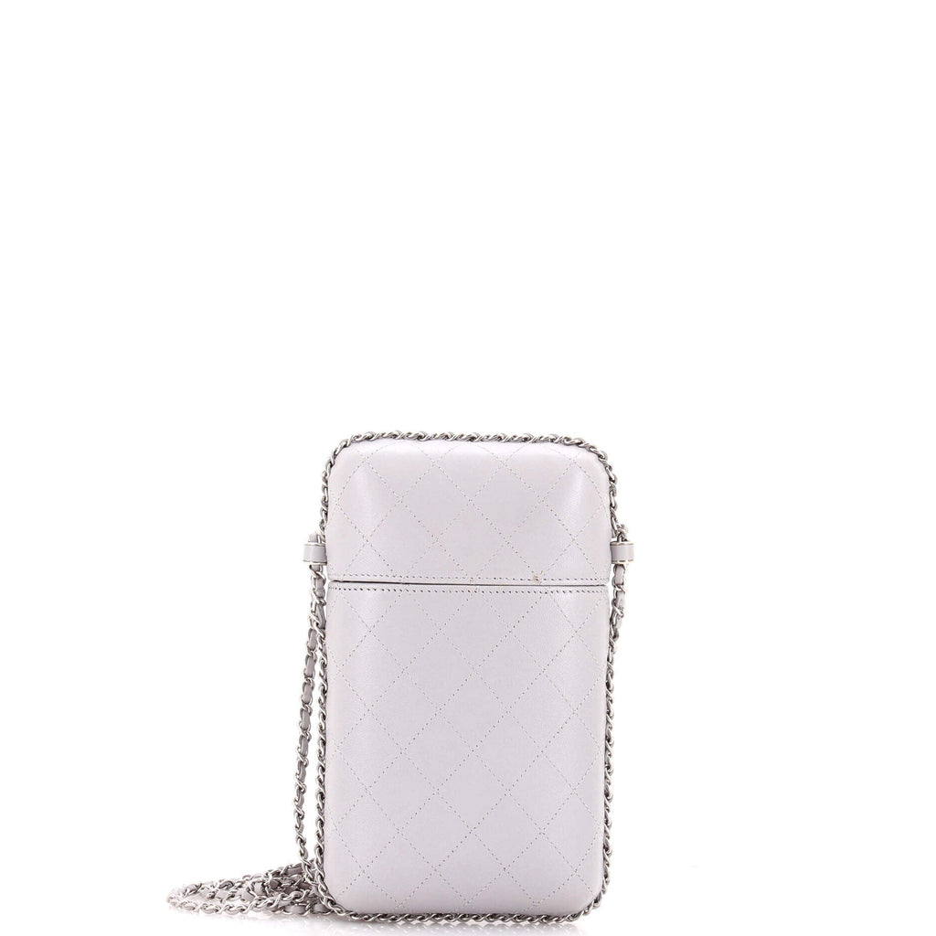 Chain Around Phone Holder Box Crossbody Quilted Lambskin