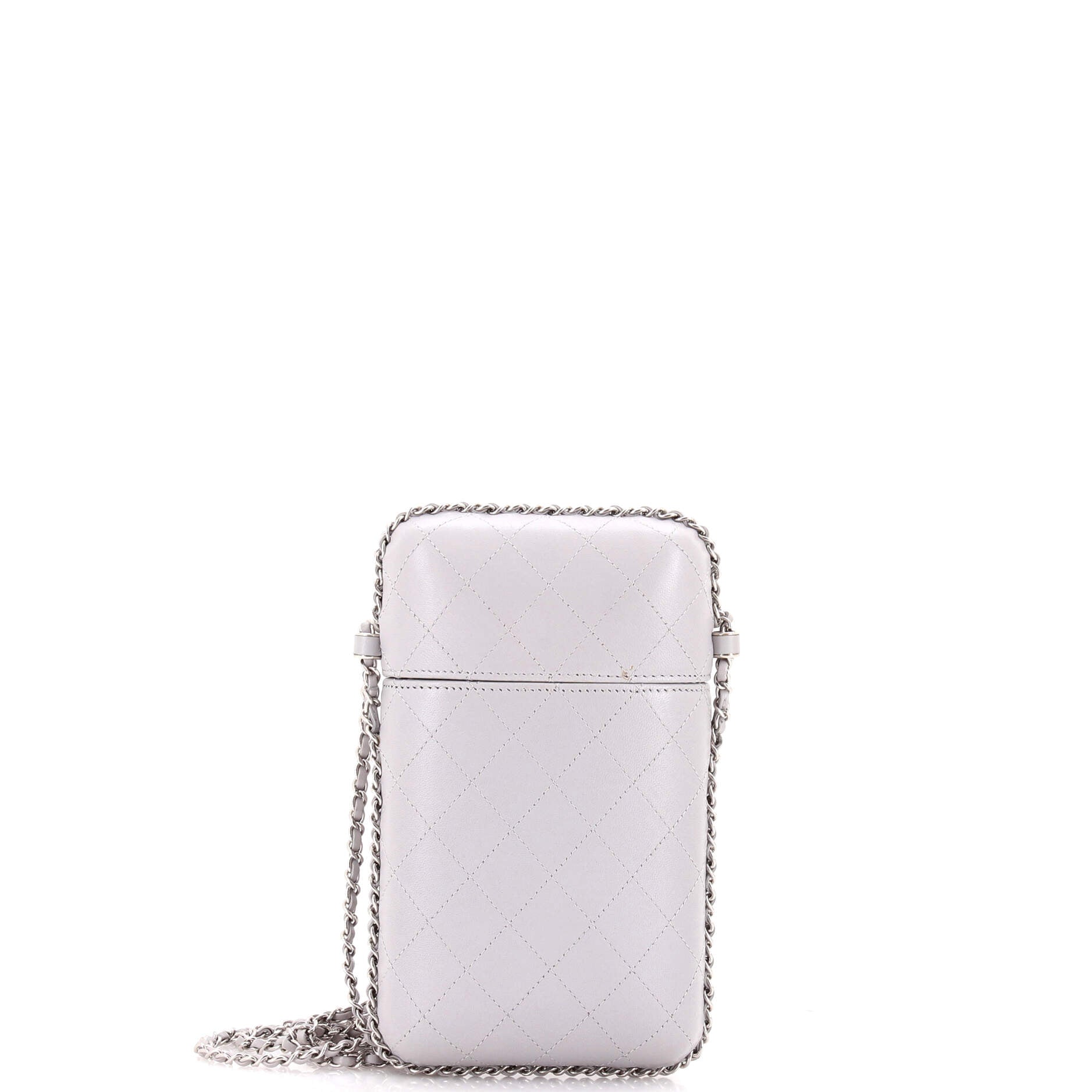 Chain Around Phone Holder Box Crossbody Quilted Lambskin