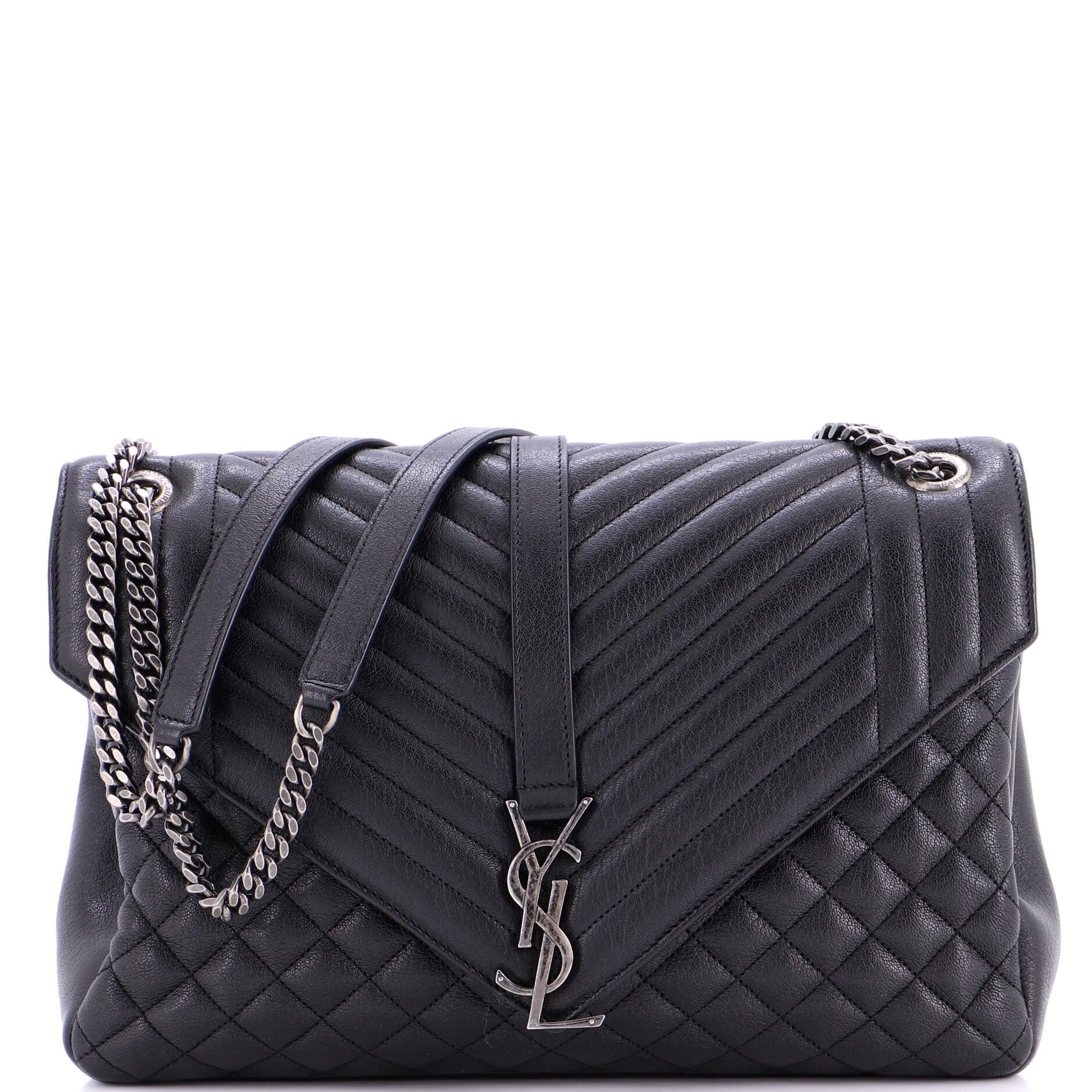 Classic Monogram Envelope Satchel Mixed Matelasse Leather Large