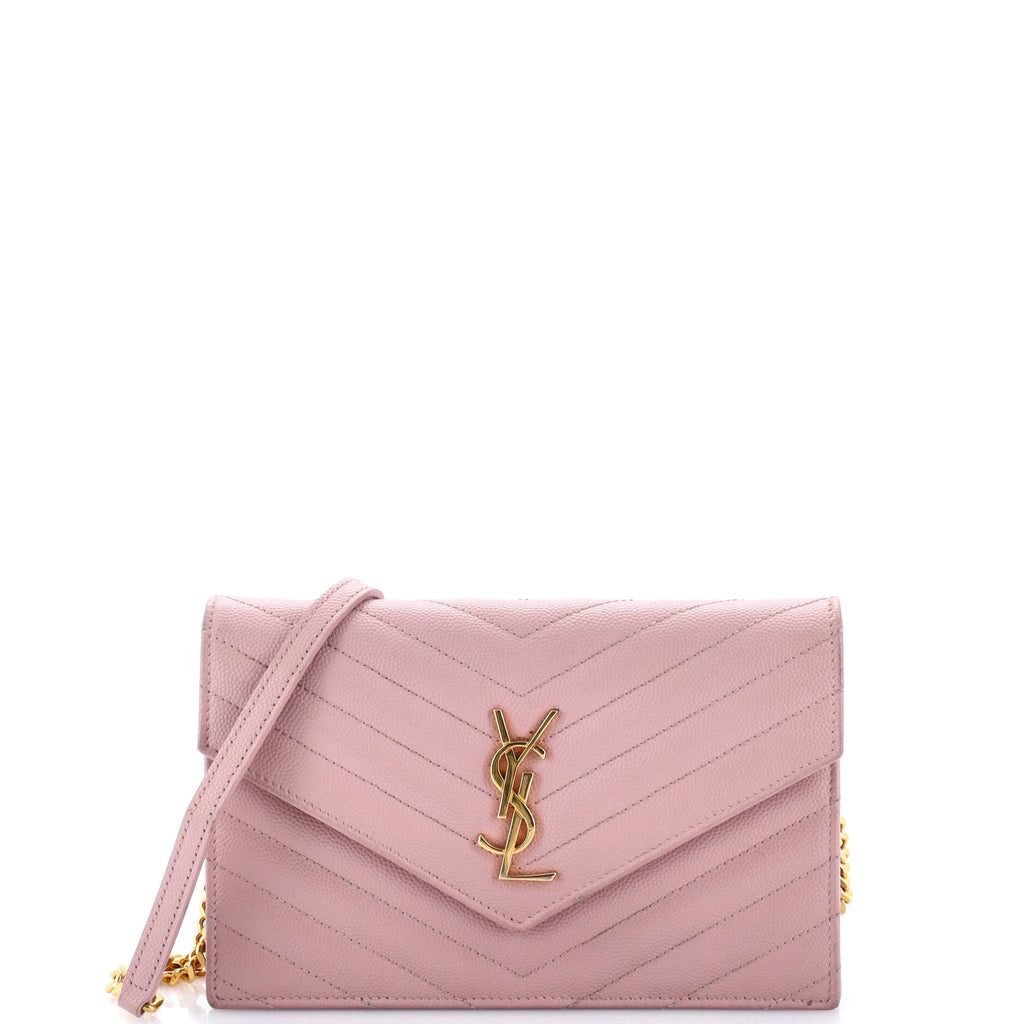 Classic Monogram Wallet on Chain Matelasse Chevron Leather Small