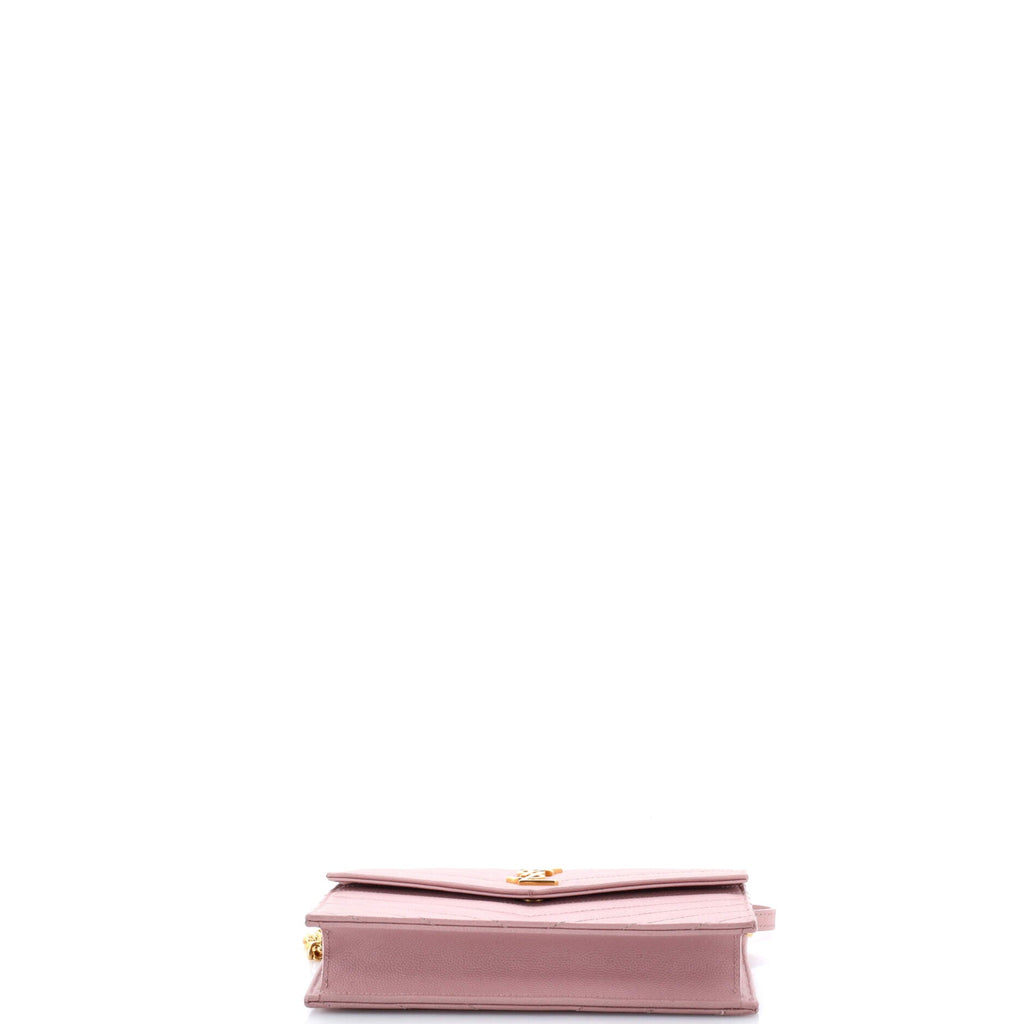 Classic Monogram Wallet on Chain Matelasse Chevron Leather Small