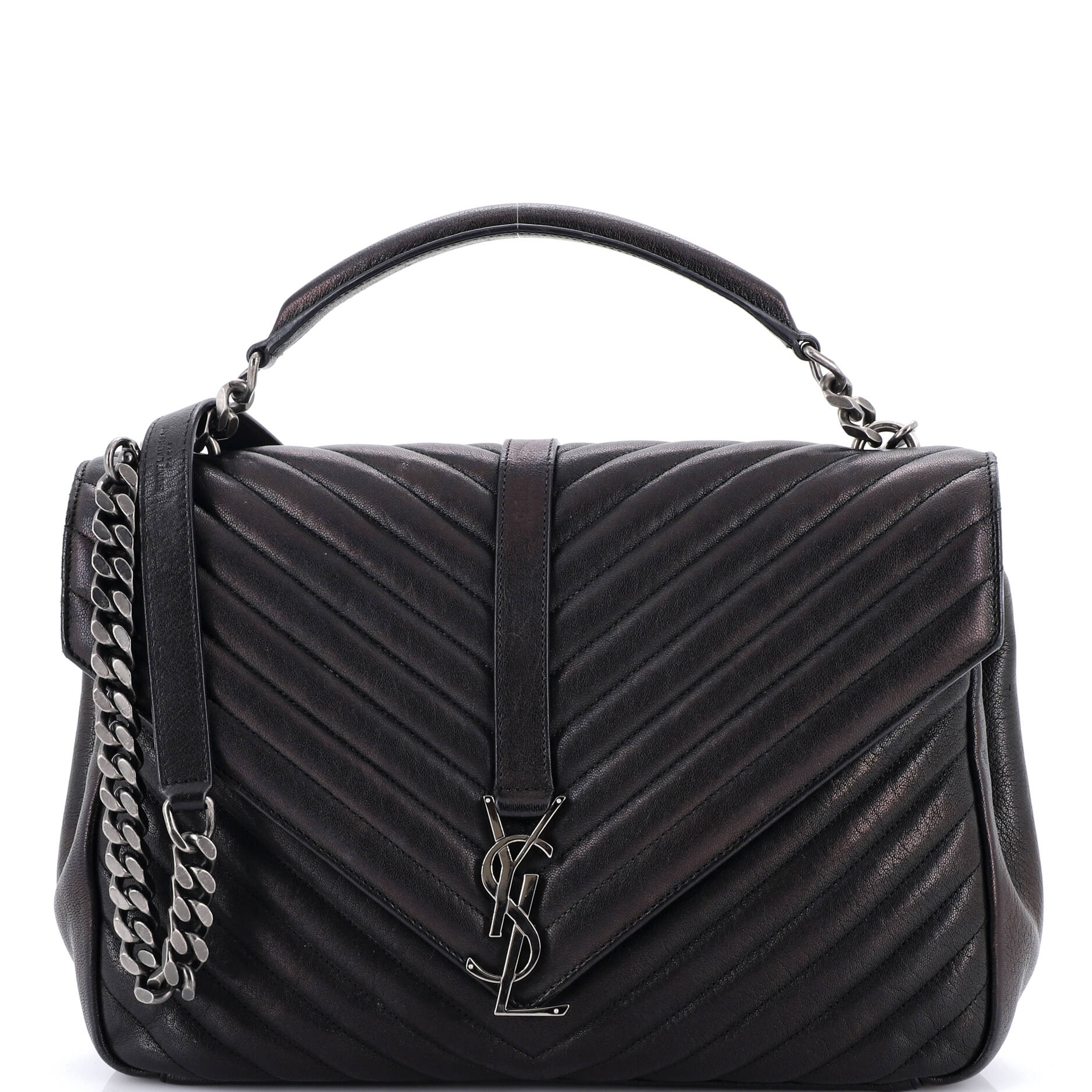 Classic Monogram College Bag Matelasse Chevron Leather Large