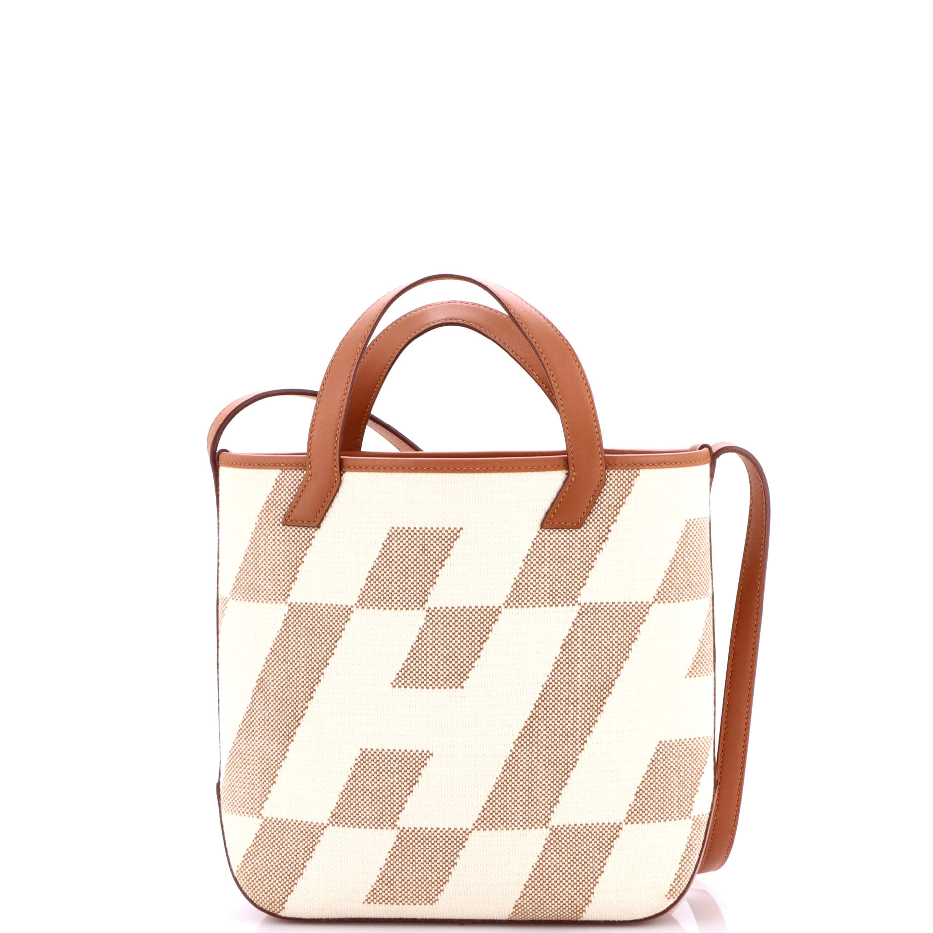 Cabas H en Biais Tote Canvas with Leather 27