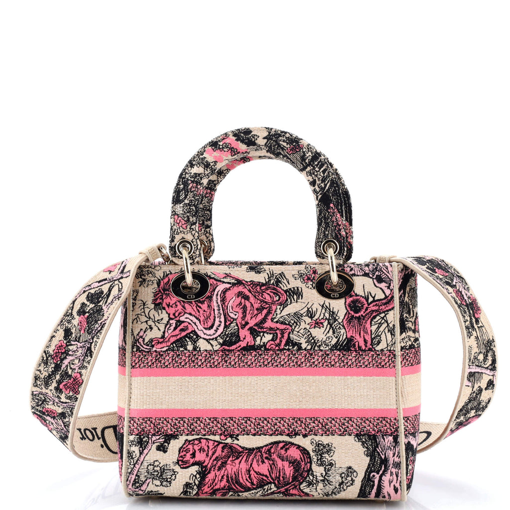 Lady D-Lite Bag Embroidered Raffia Medium