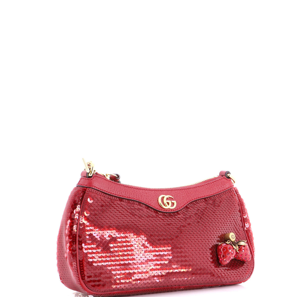 Strawberry Ophidia Shoulder Bag Sequins Small