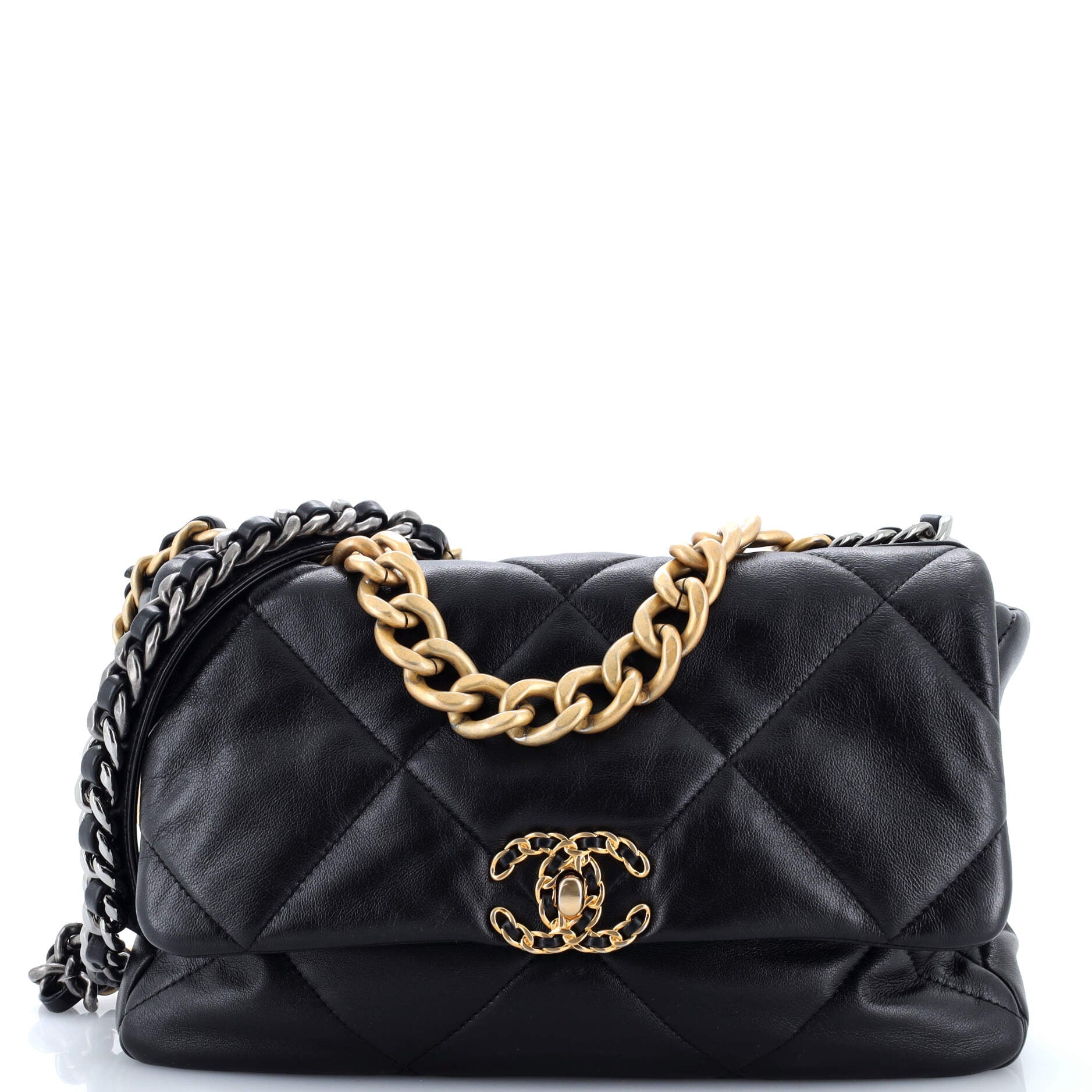 19 Flap Bag Quilted Leather Large