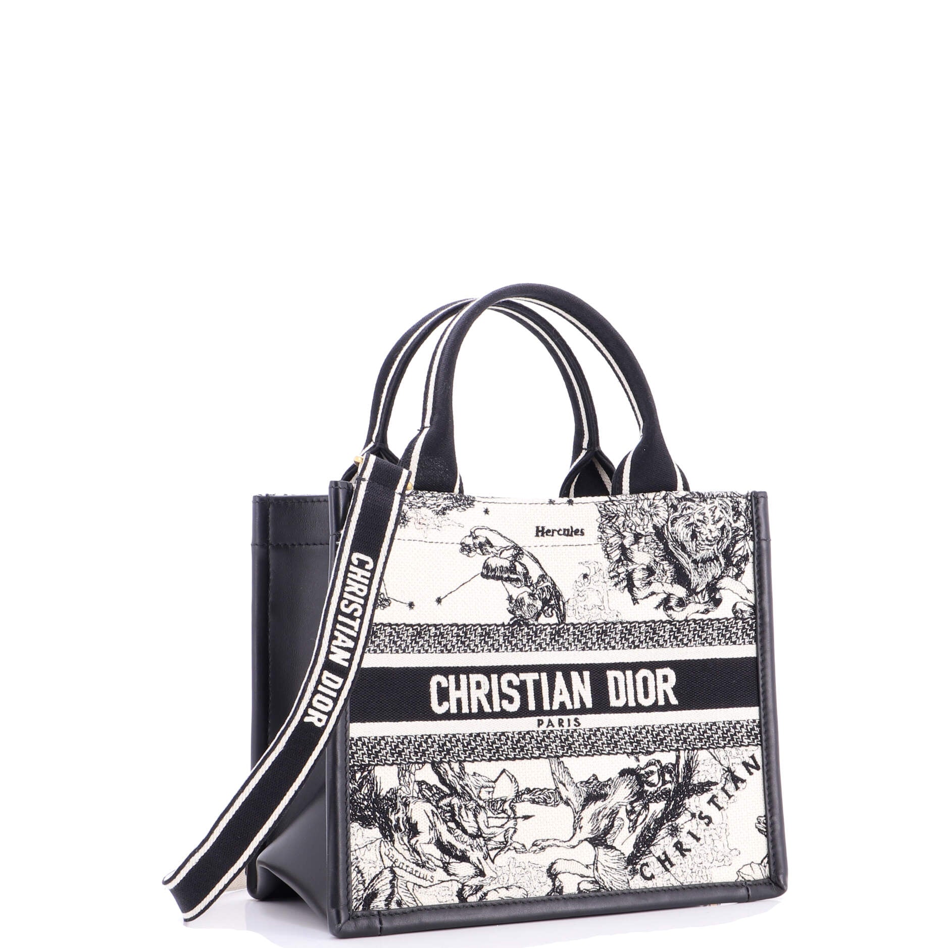 Book Tote with Strap Embroidered Canvas Small