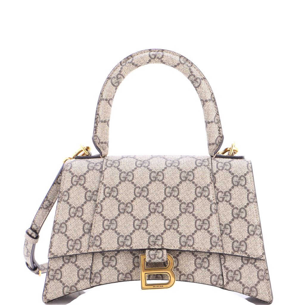 x Balenciaga The Hacker Project Hourglass Top Handle Bag GG Coated Canvas Small
