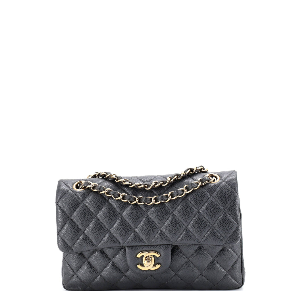 Classic Double Flap Bag Quilted Caviar Small