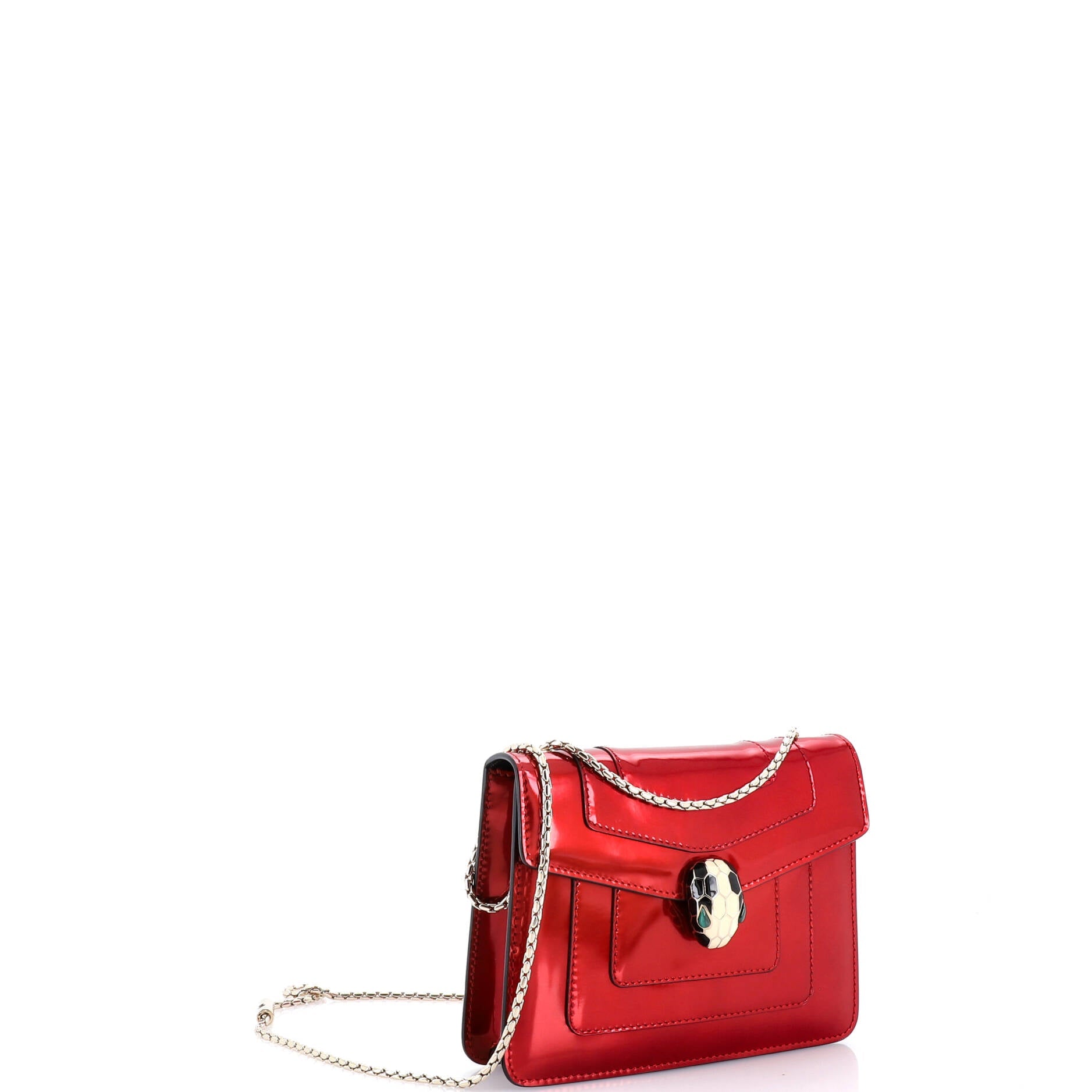 Serpenti Forever Square Shoulder Bag Metallic Leather Small