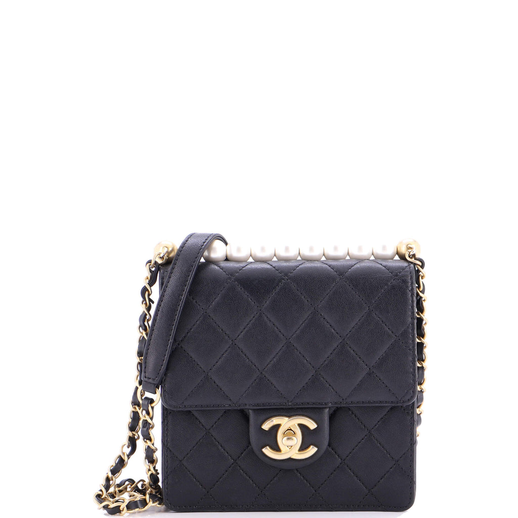 Chic Pearls Flap Bag Quilted Goatskin Mini