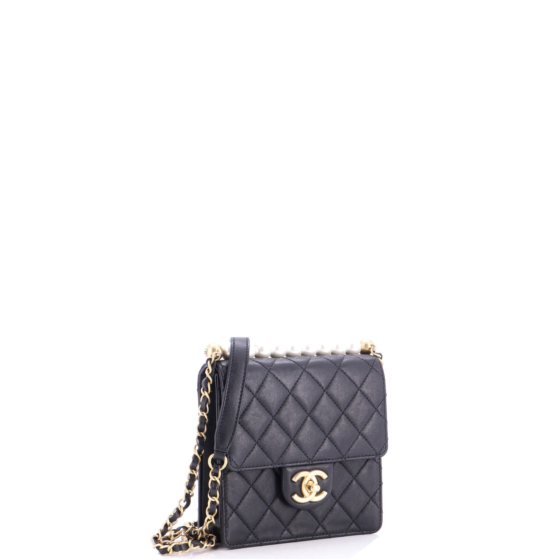 Chic Pearls Flap Bag Quilted Goatskin Mini