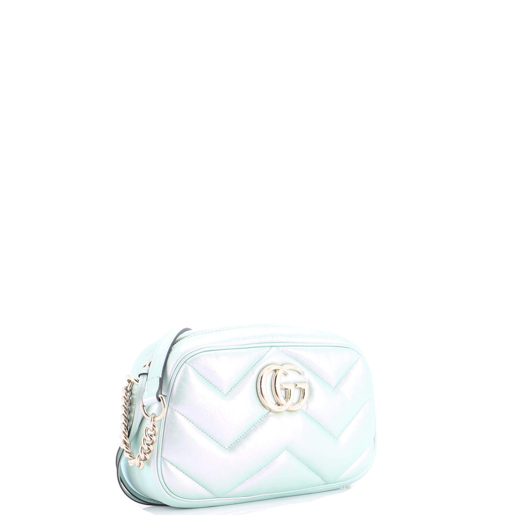 GG Marmont Shoulder Bag Chevron Iridescent Leather Small