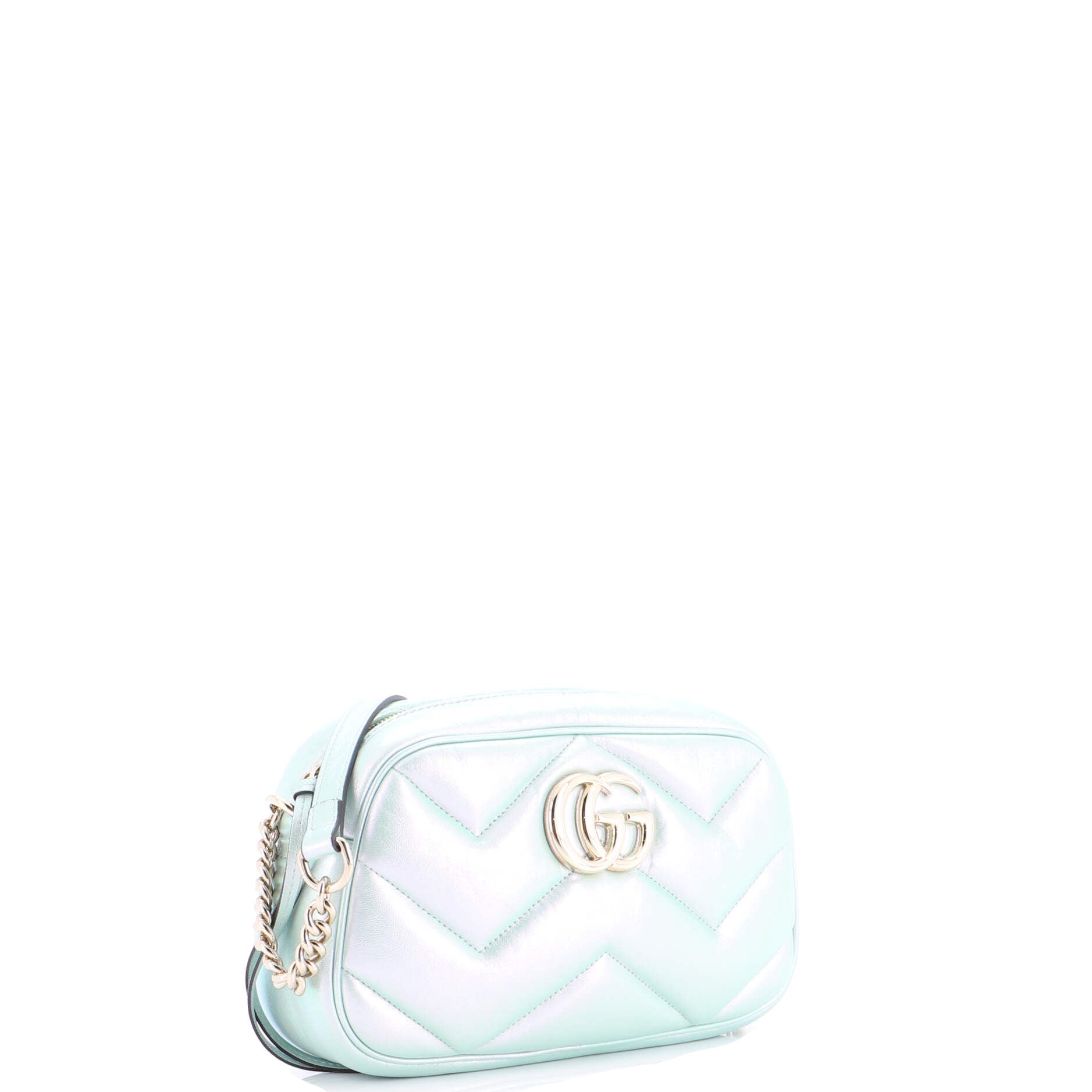 GG Marmont Shoulder Bag Chevron Iridescent Leather Small