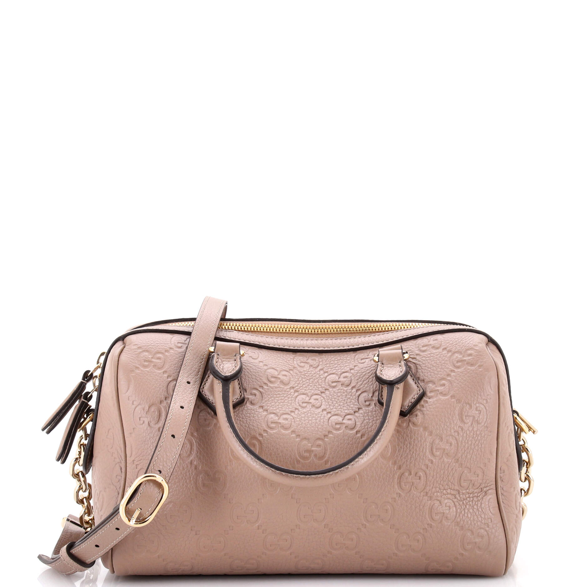 Emblem Boston Bag GG Embossed Leather Medium