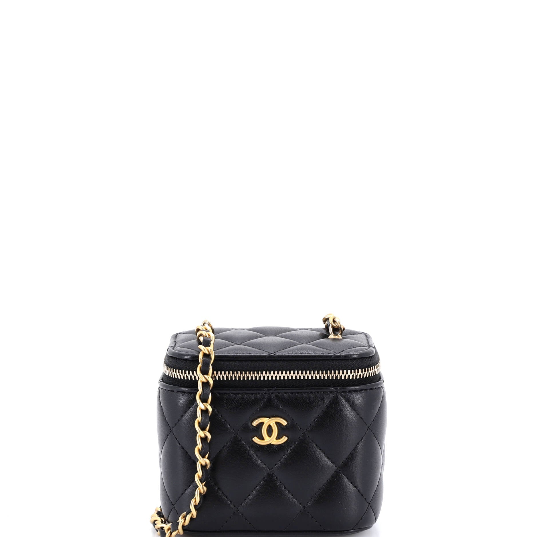 Pearl Crush Vanity Case with Chain Quilted Lambskin Mini