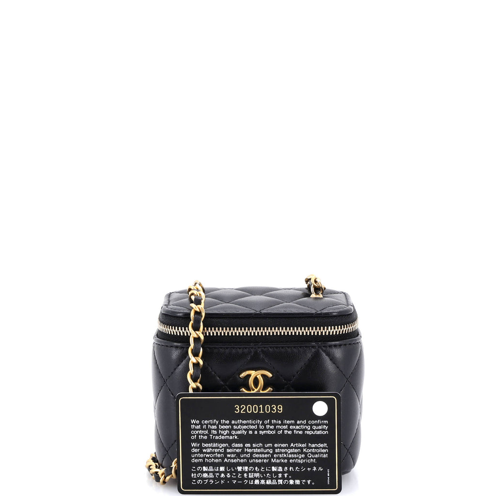 Pearl Crush Vanity Case with Chain Quilted Lambskin Mini