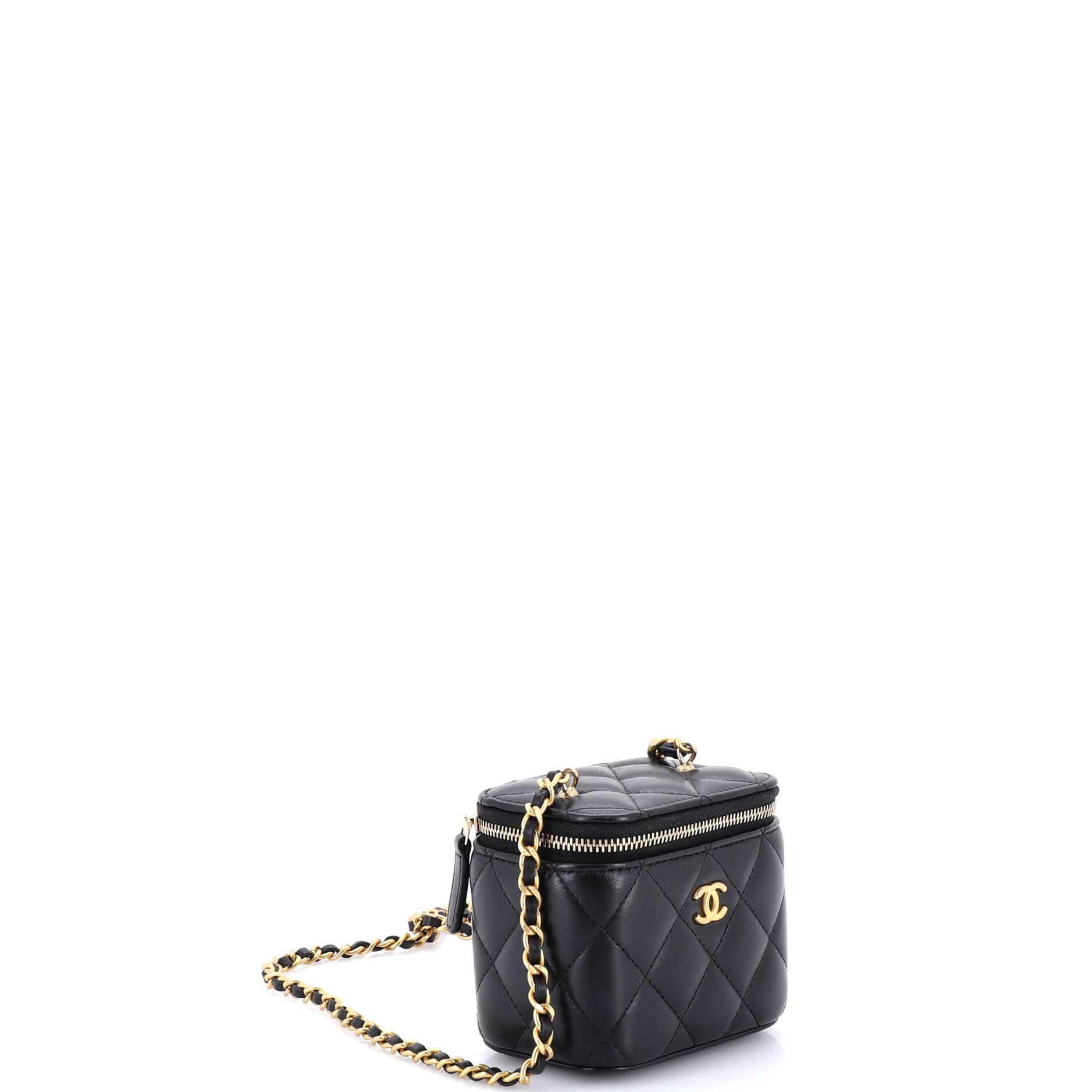 Pearl Crush Vanity Case with Chain Quilted Lambskin Mini