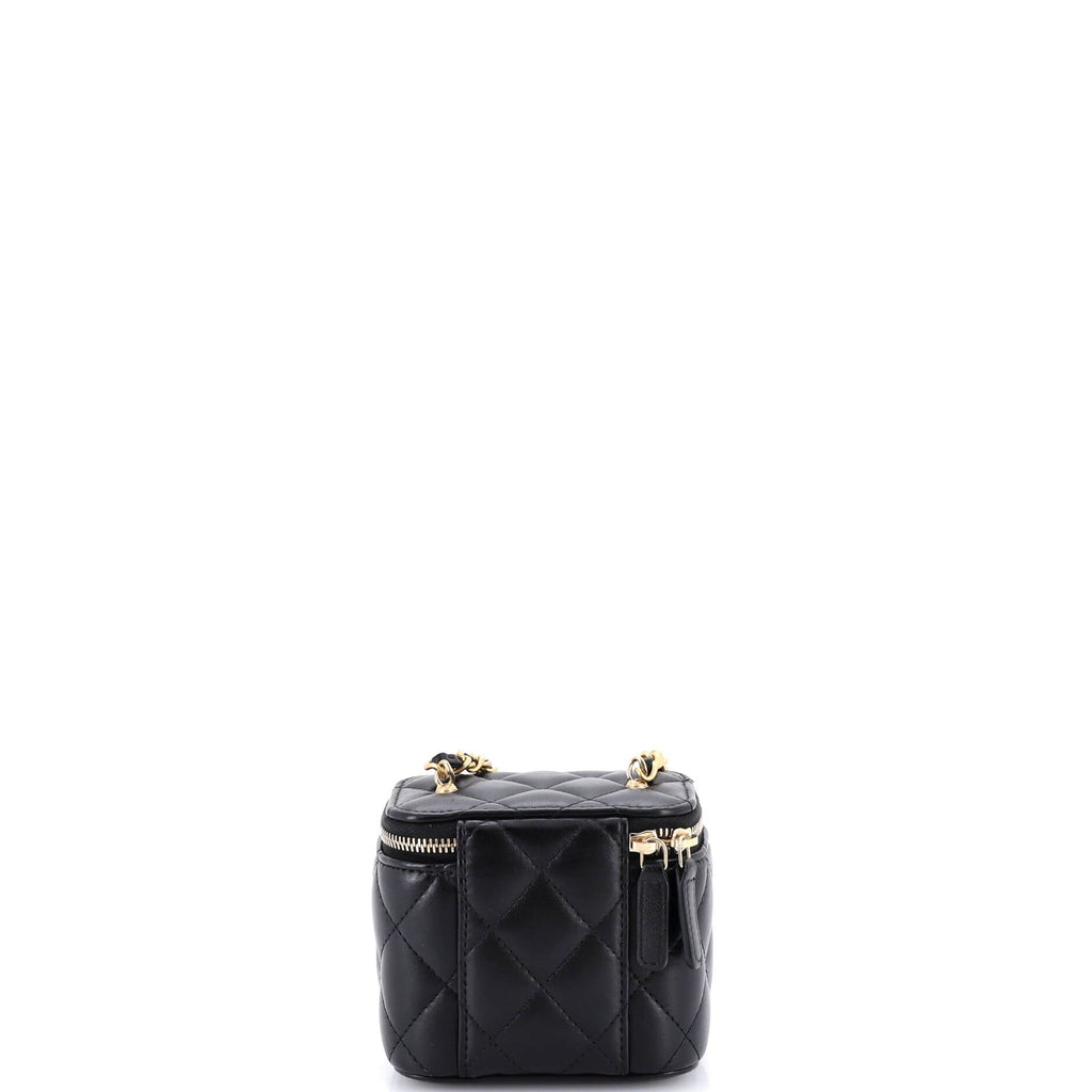 Pearl Crush Vanity Case with Chain Quilted Lambskin Mini