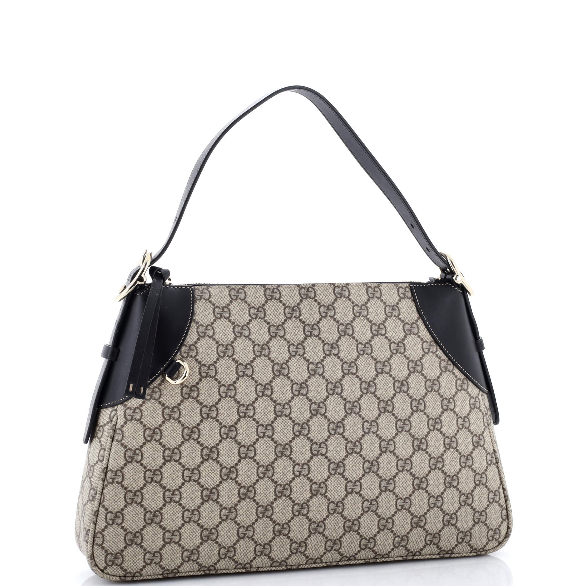 Emblem Shoulder Bag GG Coated Canvas with Leather Large