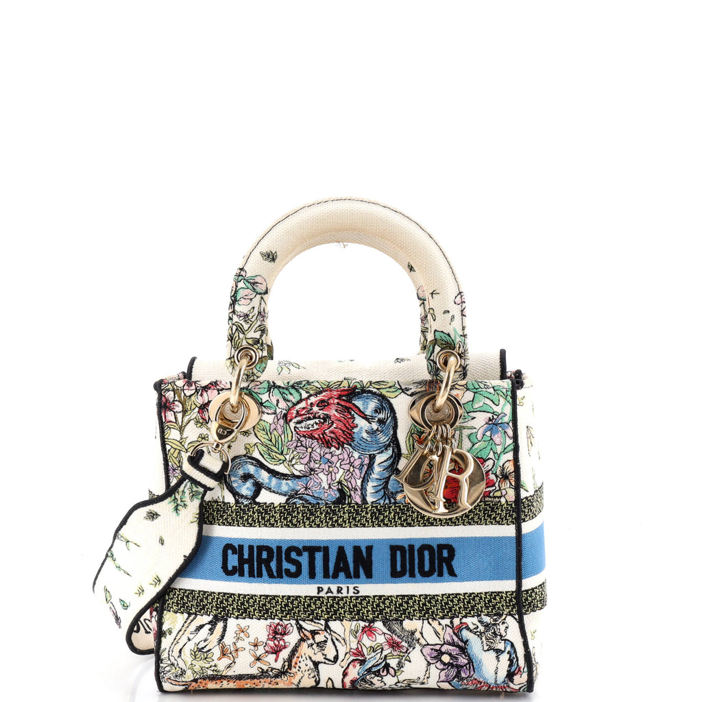 Lady D-Lite Bag Embroidered Canvas Medium