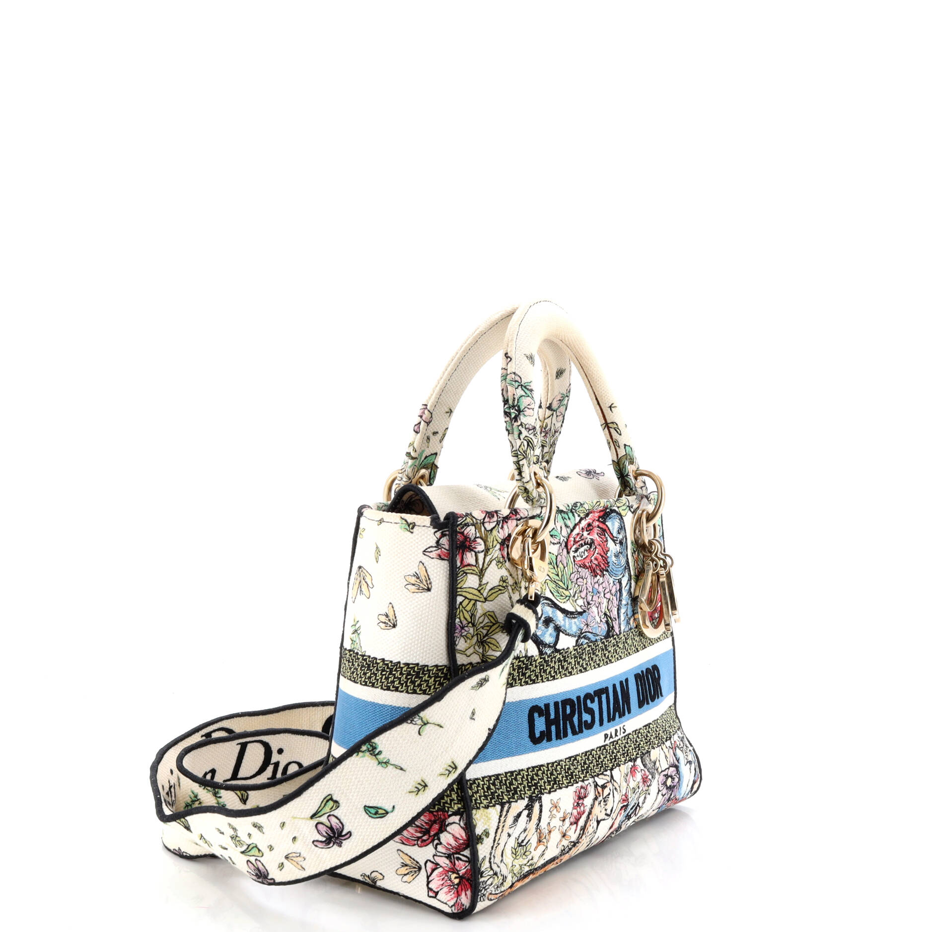 Lady D-Lite Bag Embroidered Canvas Medium
