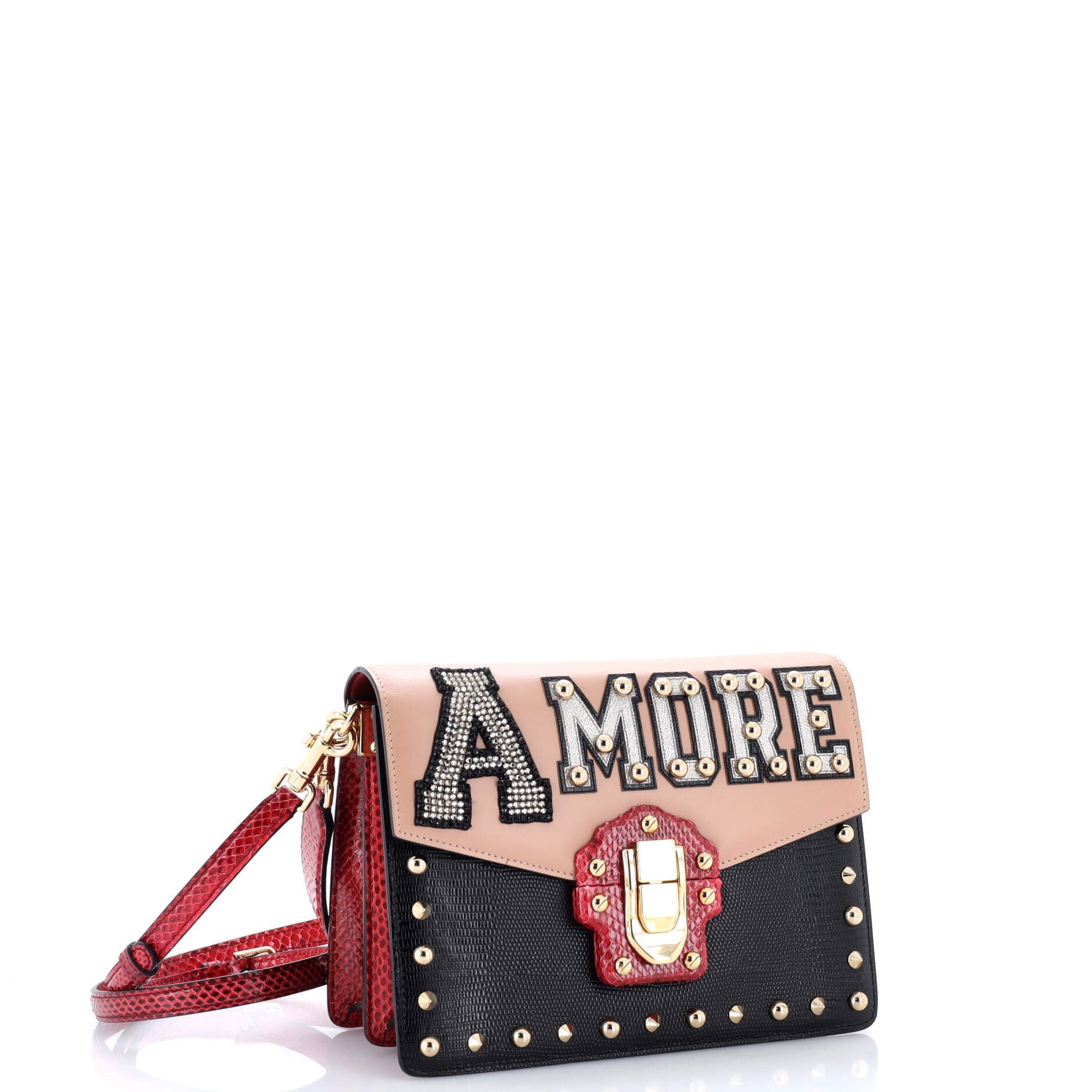 Lucia Shoulder Bag Embellished Leather and LIzard Embossed Leather with Python