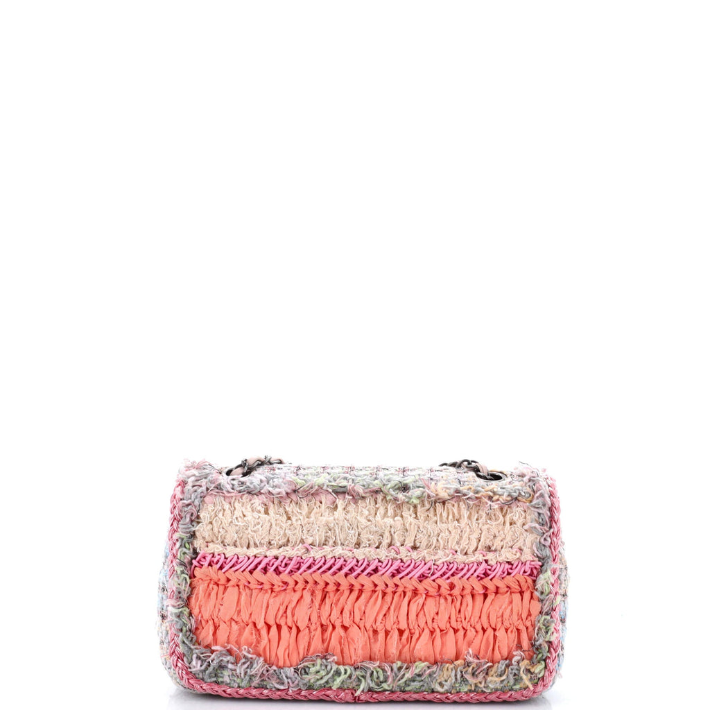 CC Chain Flap Bag Braided Tweed and Ribbon Medium