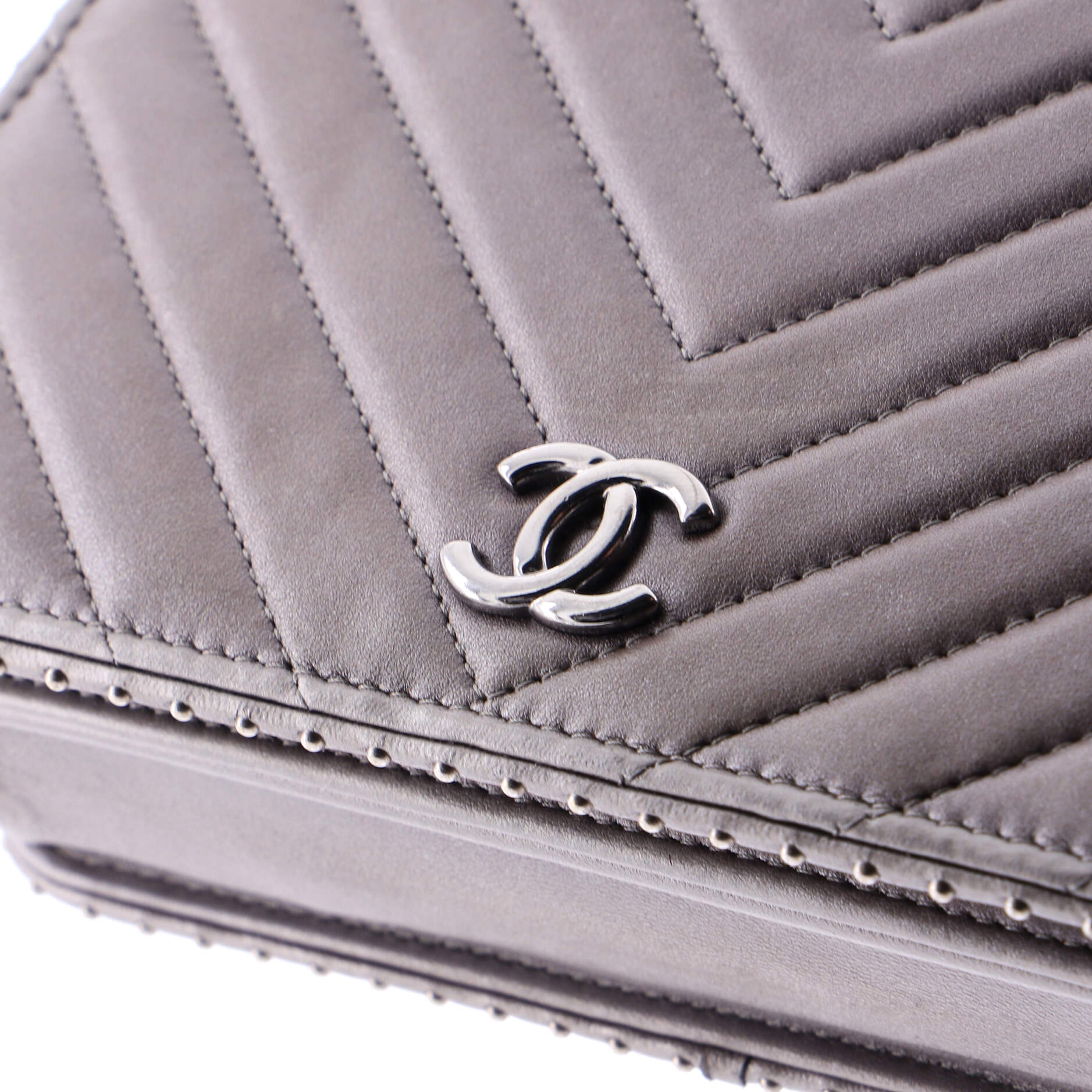 Wallet on Chain Chevron Lambskin with Studded Detail