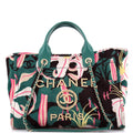 Deauville NM Tote Printed Velvet with Wooden Pearls Small