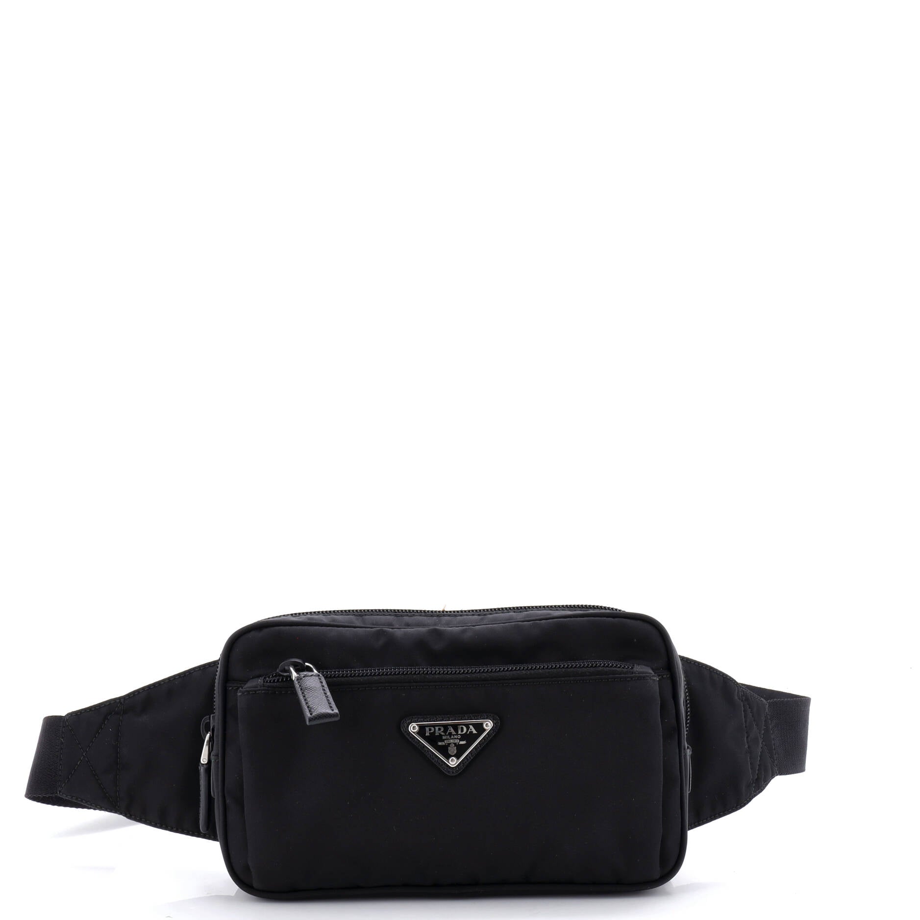 Front Pocket Belt Bag Re-Nylon with Saffiano Leather