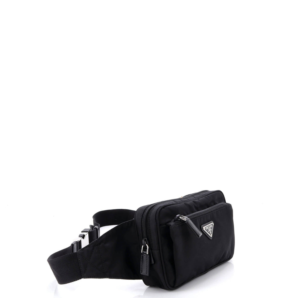 Front Pocket Belt Bag Re-Nylon with Saffiano Leather