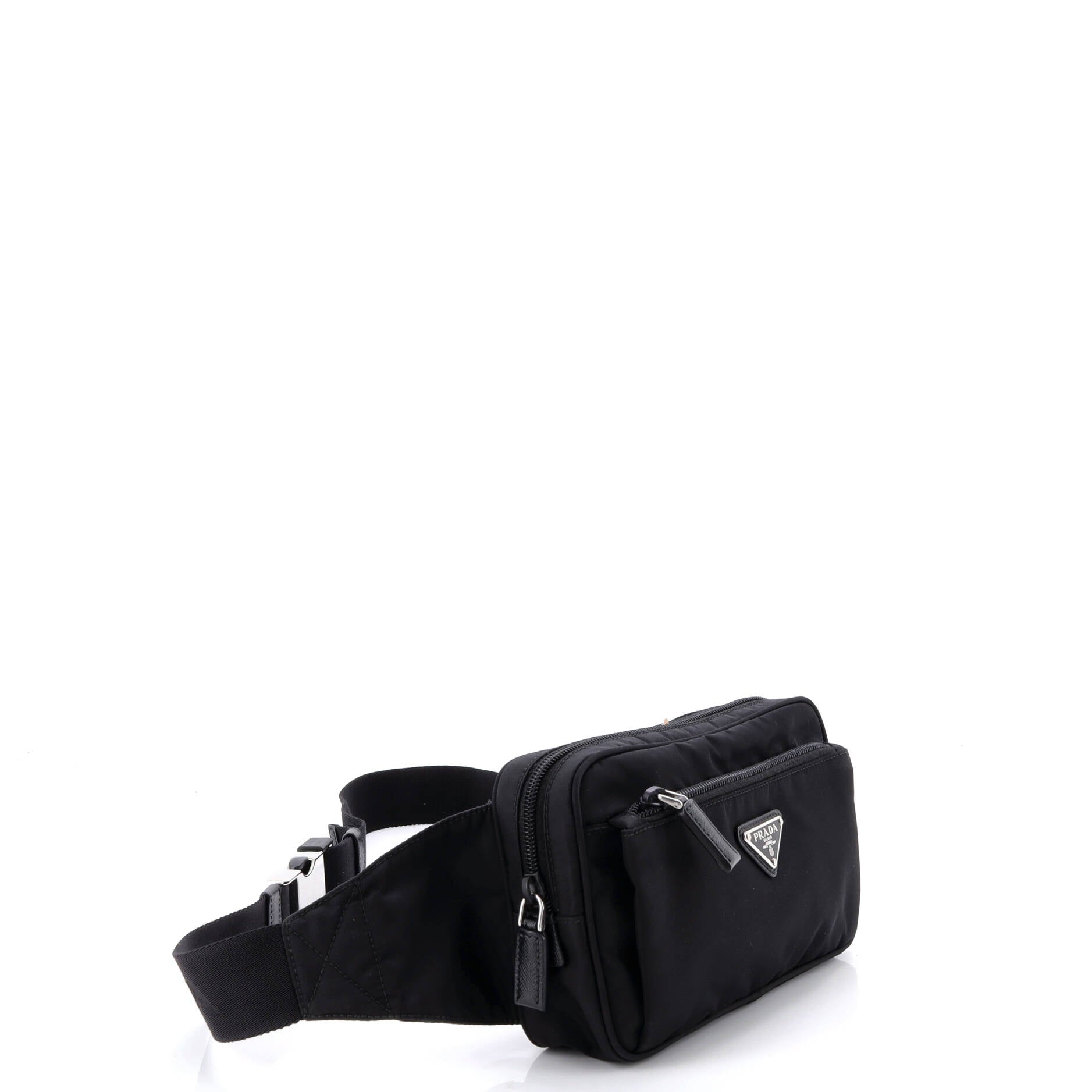 Front Pocket Belt Bag Re-Nylon with Saffiano Leather