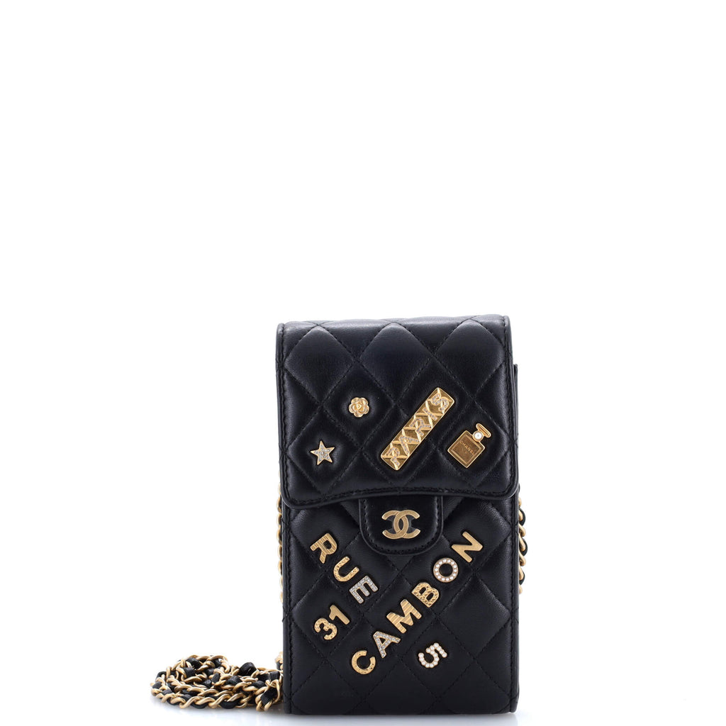 Lucky Charms Flap Phone Holder Crossbody Bag Quilted Lambskin