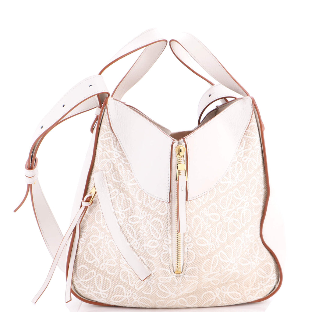 Hammock Bag Leather and Anagram Jacquard Small
