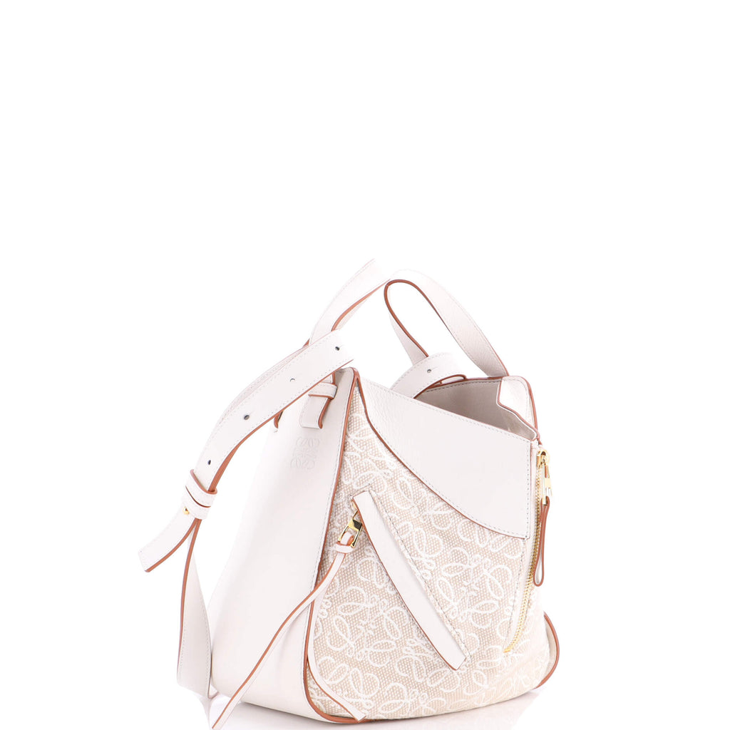Hammock Bag Leather and Anagram Jacquard Small