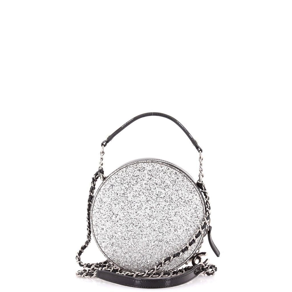 Evening On The Moon Round Evening Bag Glittered PVC with Patent Mini