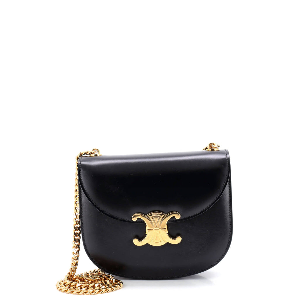 Triomphe Besace Clea Chain Flap Bag Leather