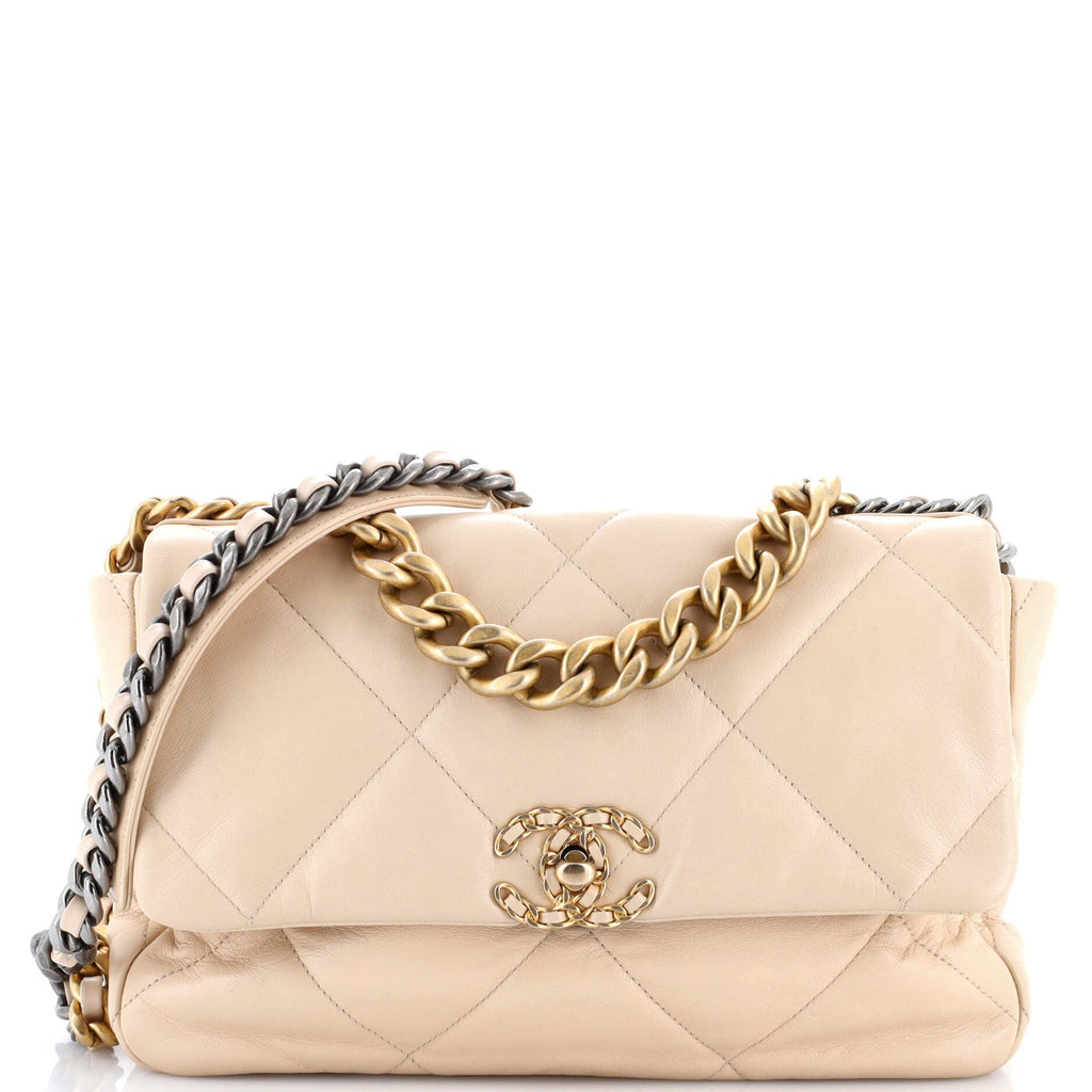 19 Flap Bag Quilted Leather Large