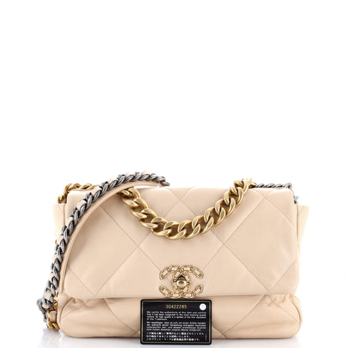 19 Flap Bag Quilted Leather Large