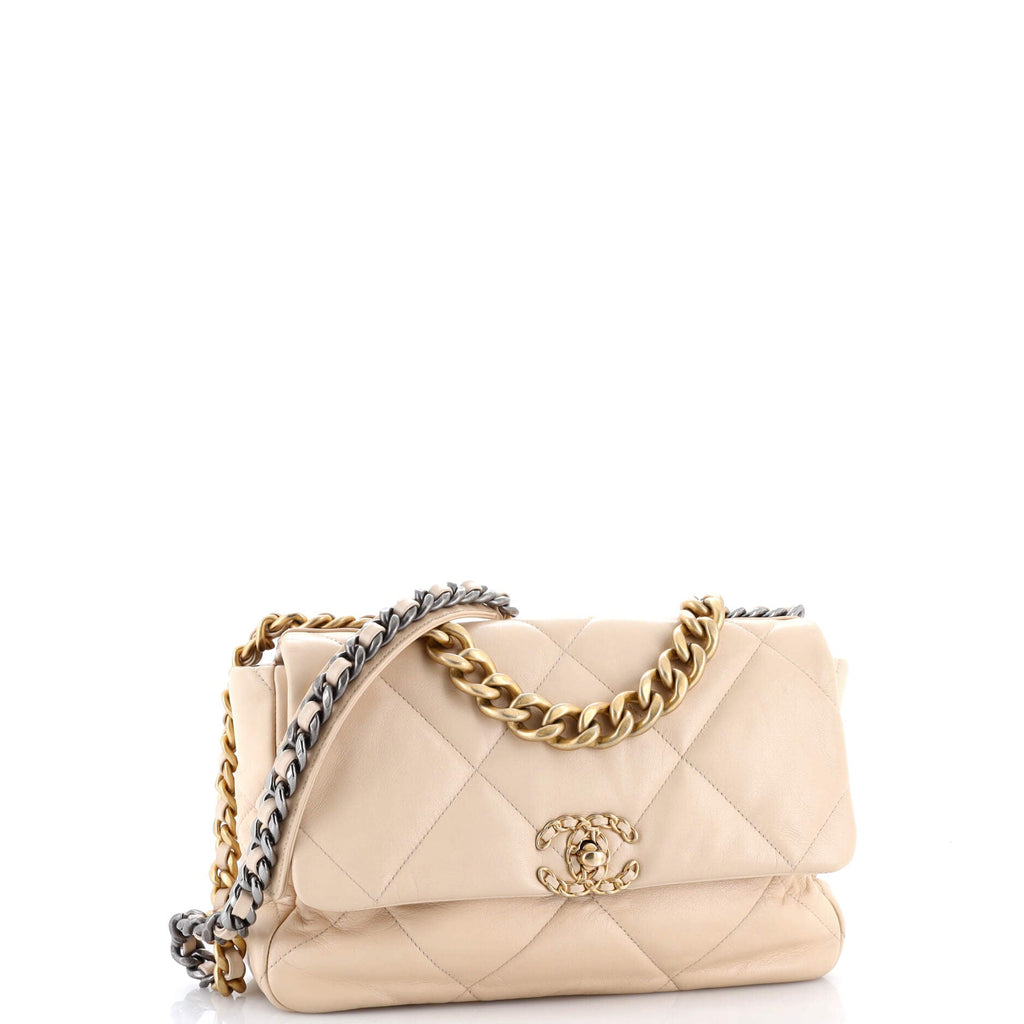 19 Flap Bag Quilted Leather Large
