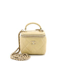 Classic Top Handle Vanity Case with Chain Quilted Lambskin Mini