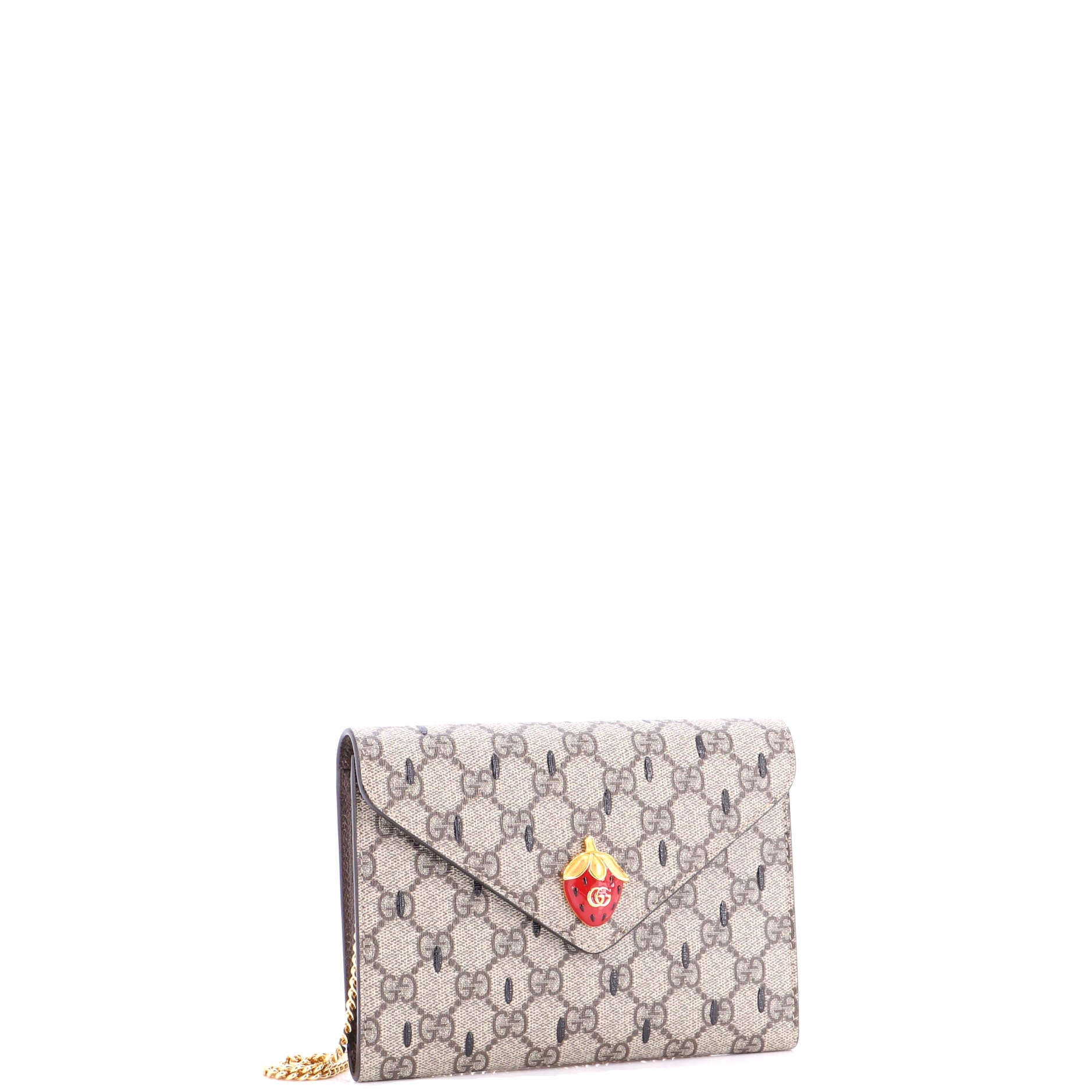 Strawberry Wallet on Chain Printed GG Coated Canvas Mini
