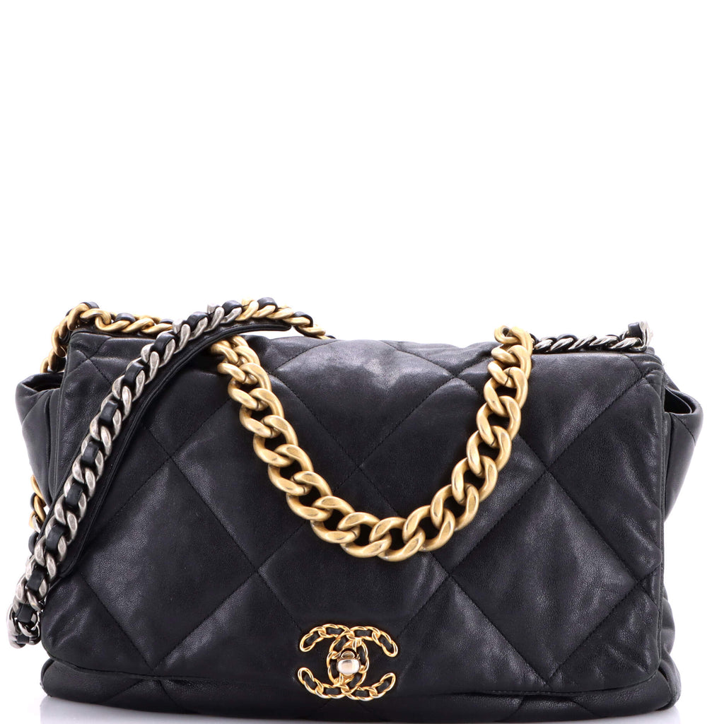 19 Flap Bag Quilted Leather Maxi