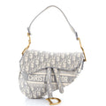 Saddle Handbag Logo Embroidered Oblique Canvas Medium