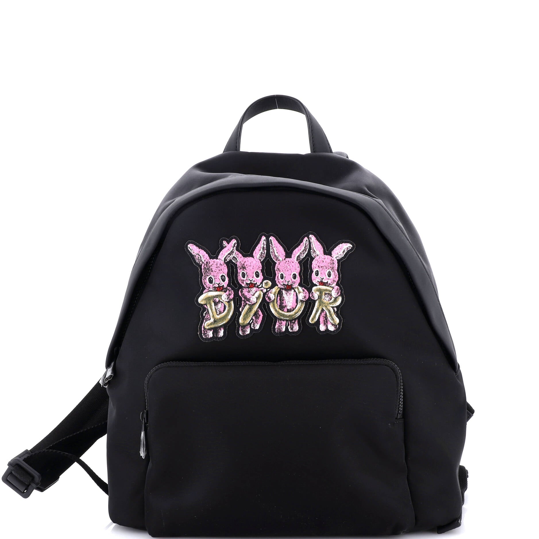 Front Pocket Zip Backpack Embroidered Nylon Medium