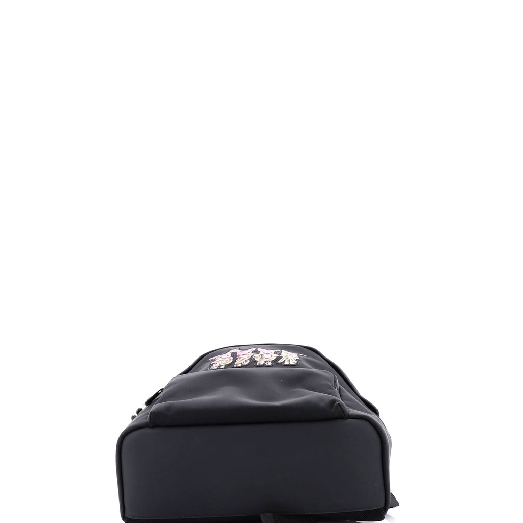 Front Pocket Zip Backpack Embroidered Nylon Medium